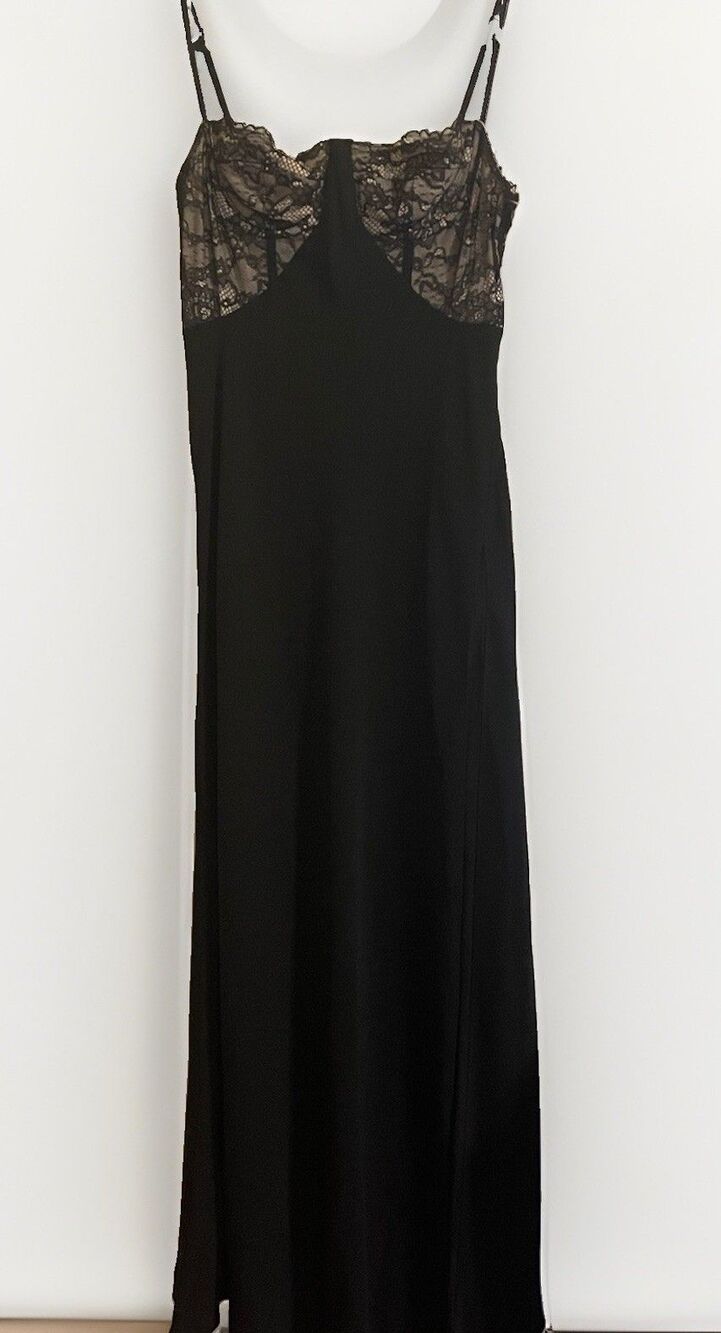 Black Halo Coressa Underwire Lace Inset Stretchy Crepe Gown, Sz 12, New - Picture 10 of 12